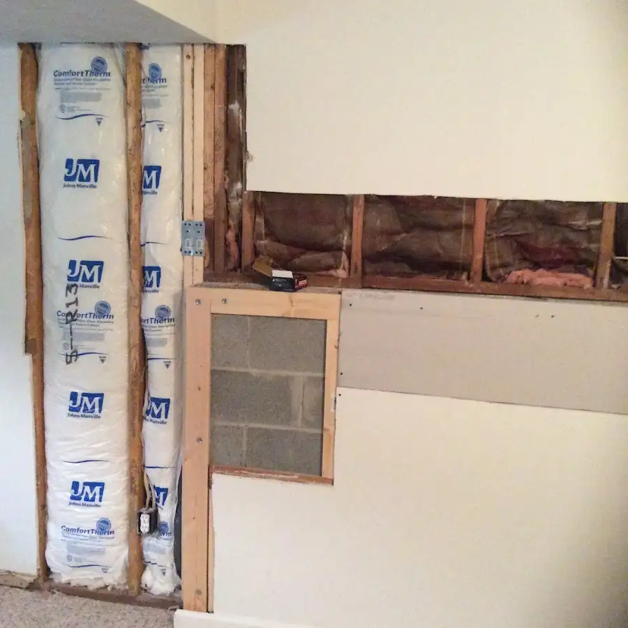 Wall insulation replacement during Basement Flood Cleanup in Carbondale